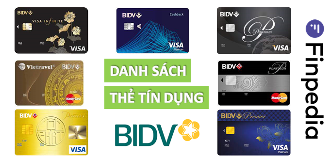 danh sách thẻ tín dụng bidv