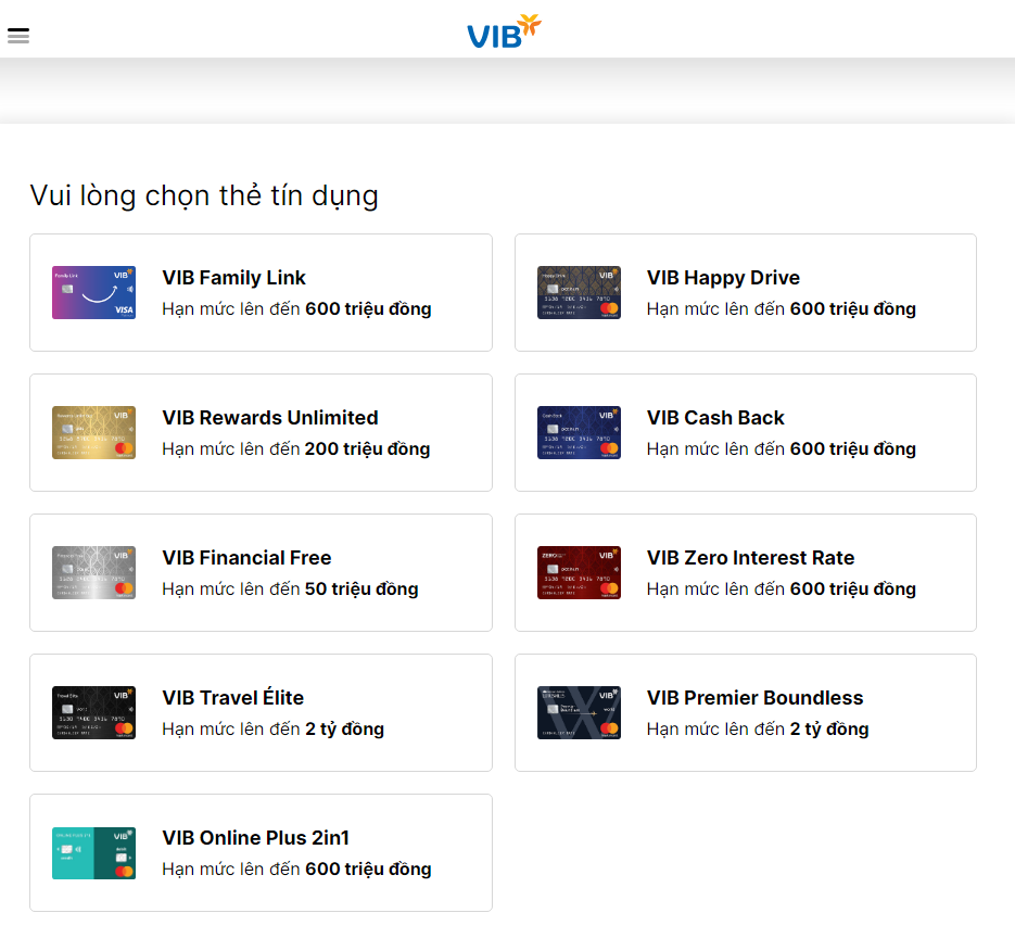 Đăng ký thẻ tín dụng vib online-finpedia